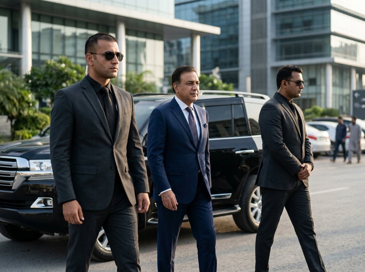 Two close protection bodyguards escorting executive in Pakistan